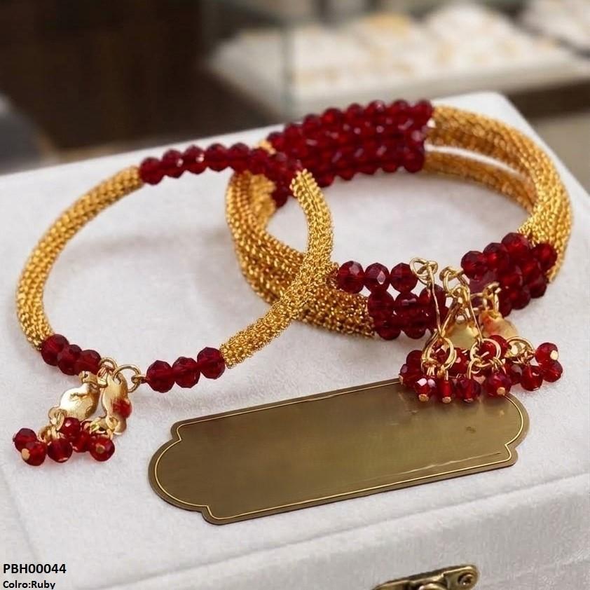 PBH00044 FRN Round Pearl Drop Bangles Set - PBH