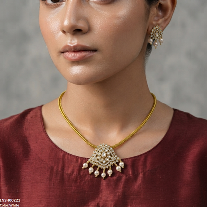 LNSH00221 ANI Round Pearl Drop Necklace Set - LNSH