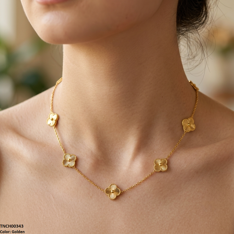 TNCH00343 MMJ Stainless Steel Flower Necklace - TNCH