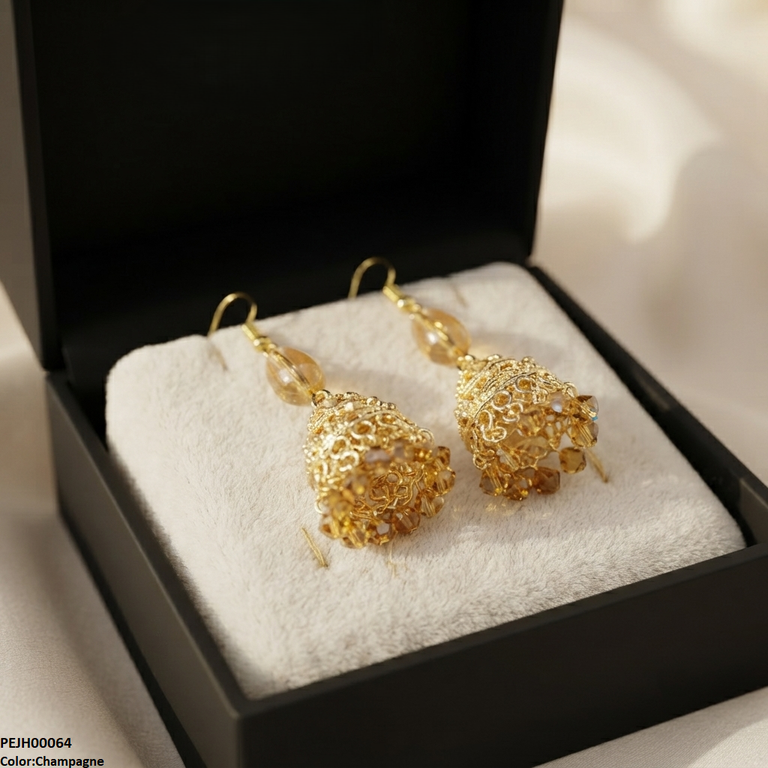 PEJH00064 SDQ Filigree Jhumki Earrings - PEJH