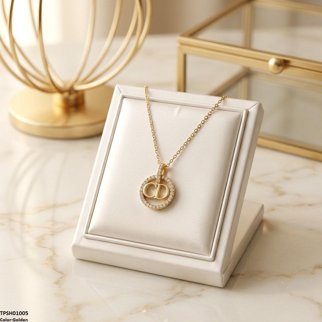 TPSH01005 TNR Stainless Steel Zircon Round Pendant - TPSH
