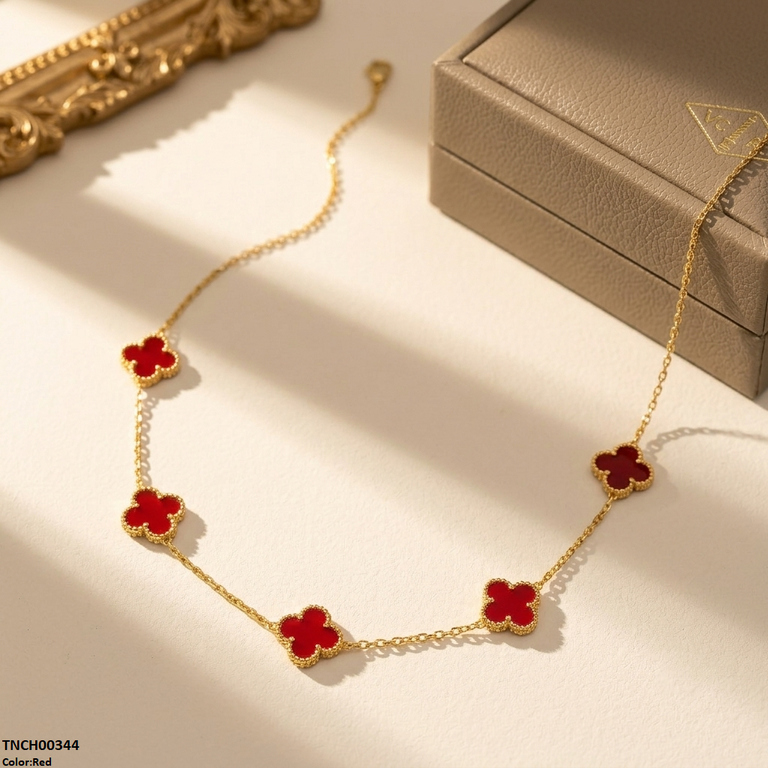 TNCH00344 MMJ  Stainless Steel Flower Necklace - TNCH