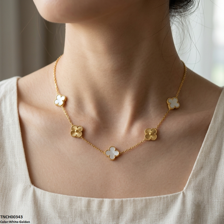 TNCH00343 MMJ Stainless Steel Flower Necklace - TNCH