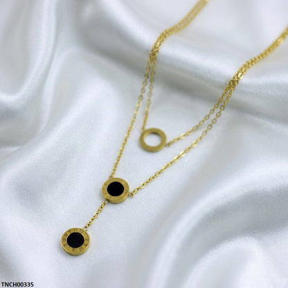 TNCH00335 MMJ Stainless Steel Round Drop Necklace - TNCH