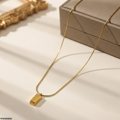 TPSH00830 ALQ Stainless Steel Gold Brick Pendant - TPSH