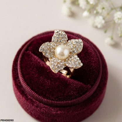PRH00090 ABD Flower Pearl Ring Adjustable - PRH