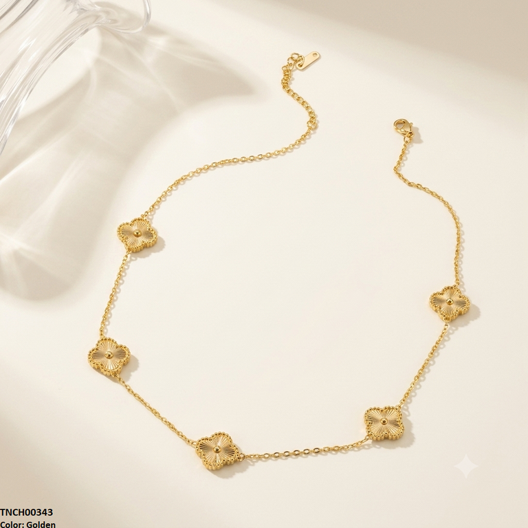 TNCH00343 MMJ Stainless Steel Flower Necklace - TNCH