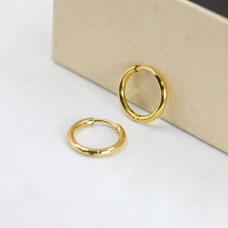 TEHH00480 MMJ  Stainless Steel Round Hoops Pair - TEHH