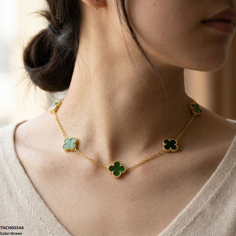 TNCH00344 MMJ  Stainless Steel Flower Necklace - TNCH
