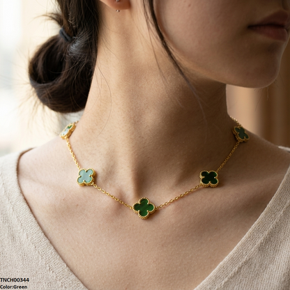 TNCH00344 MMJ  Stainless Steel Flower Necklace - TNCH