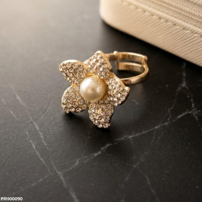 PRH00090 ABD Flower Pearl Ring Adjustable - PRH