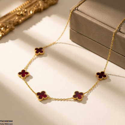 TNCH00344 MMJ  Stainless Steel Flower Necklace - TNCH