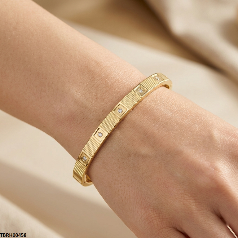 TBRH00458 MMJ Stainless Steel Round Stone Braclet - TBRH