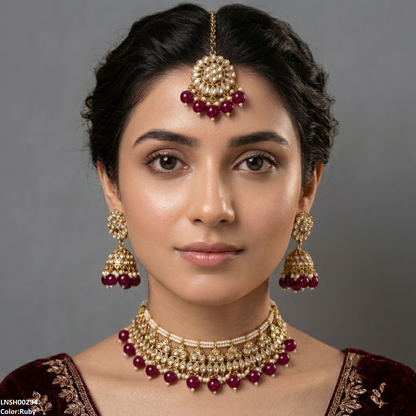 LNSH00234 ANI Tear Pearl Drop Necklace Set - LNSH