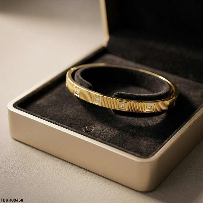 TBRH00458 MMJ Stainless Steel Round Stone Braclet - TBRH