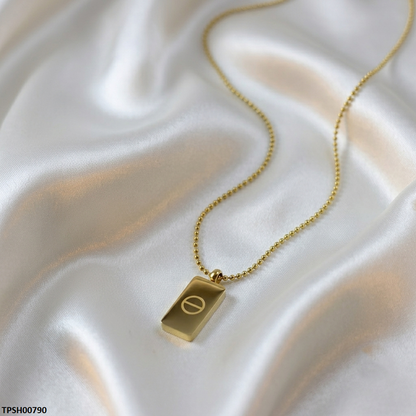 TPSH00790 MMJ Stainless Steel Gold Brick Drop Pendant - TPSH