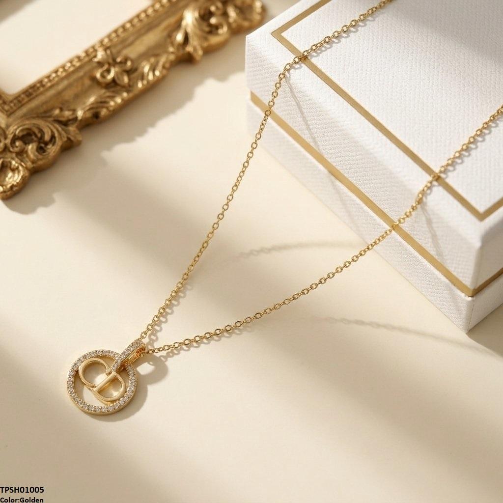 TPSH01005 TNR Stainless Steel Zircon Round Pendant - TPSH