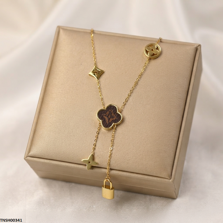 TNCH00341 ALQ  Stainless Steel Star/Lock Necklace - TNCH