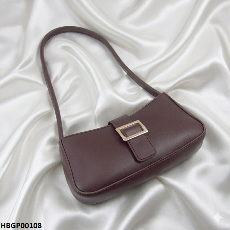 HBGP00108 Midnight Buckle Armpit Ladies Hand Bag - Dark Brown - HBGP