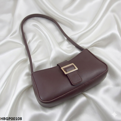 HBGP00108 Midnight Buckle Armpit Ladies Hand Bag - Dark Brown - HBGP