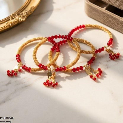 PBH00044 FRN Round Pearl Drop Bangles Set - PBH