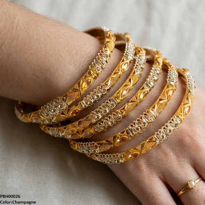 PBH00026 MZM Marquise Stone 6 Pcs Of Bangles Set - PBH