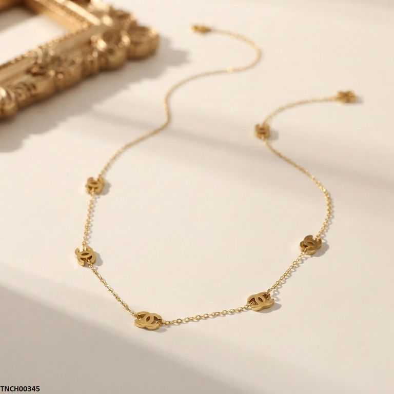 TNCH00345 ALQ Stainless Steel Double C Necklace - TNCH