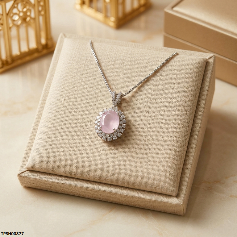 TPSH00877  MSJ Oval Drop ZIRCON Pendant With Chain  - TPSH