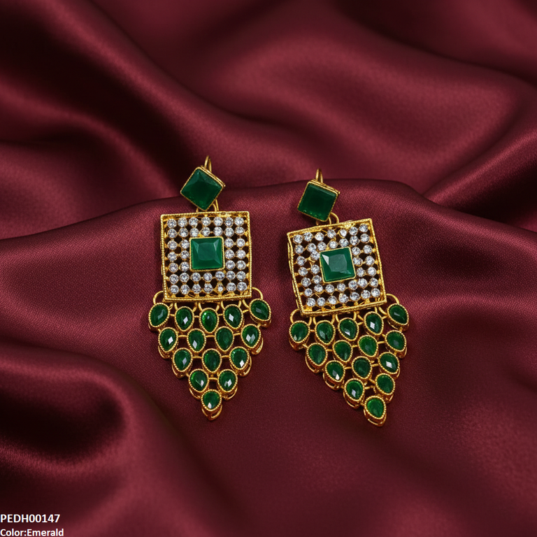 PEDH00147 FRN Square Tear Drop Earrings - PEDH