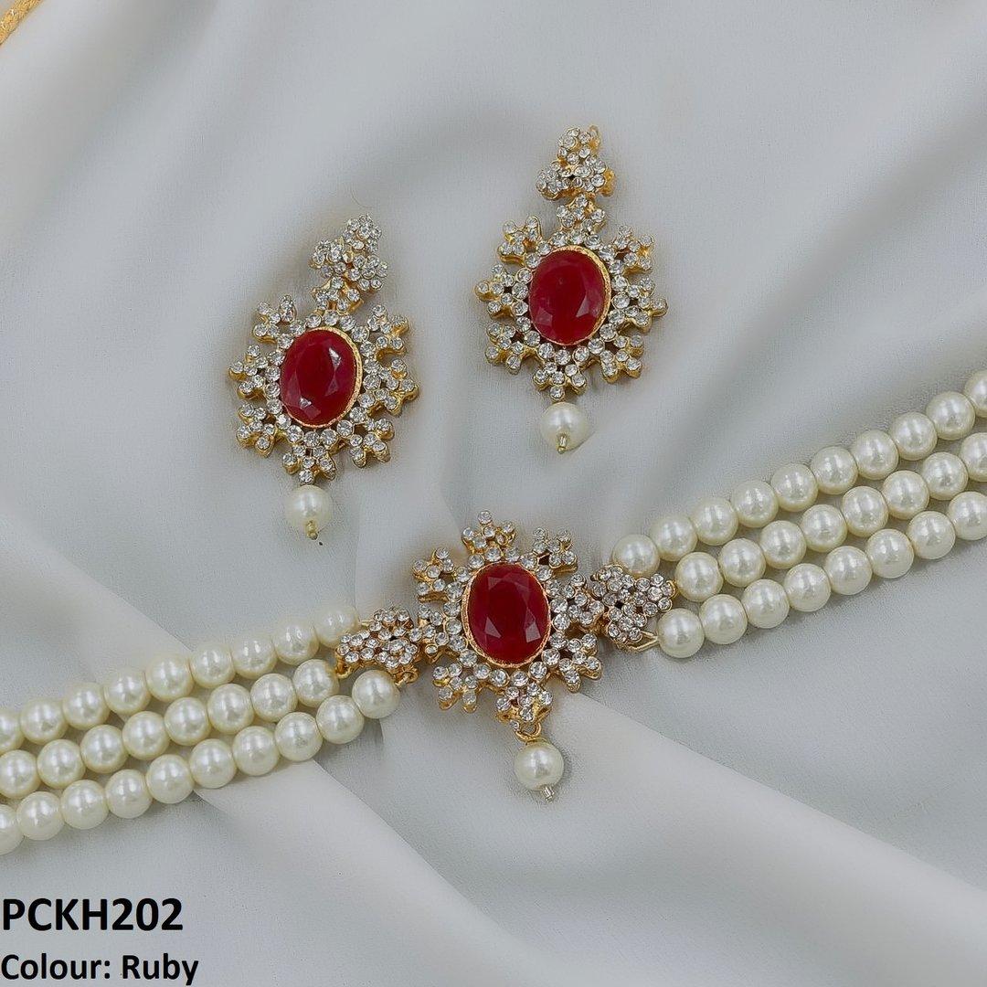 PCKH202 FRN Oval Pearl Choker Set