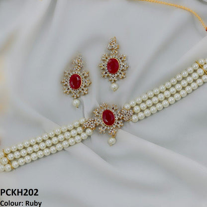 PCKH202 FRN Oval Pearl Choker Set