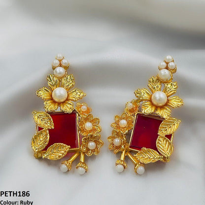 PETH186 FRN Pearl Flower Tops Pair