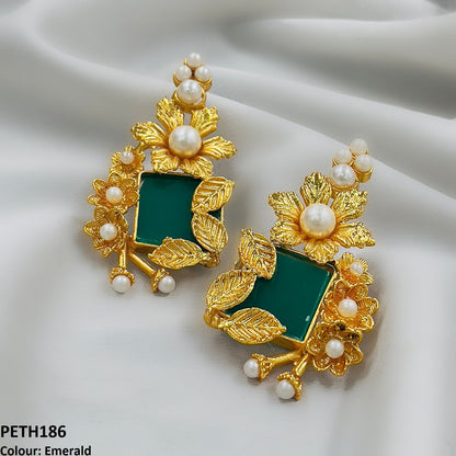 PETH186 FRN Pearl Flower Tops Pair