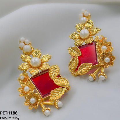 PETH186 FRN Pearl Flower Tops Pair