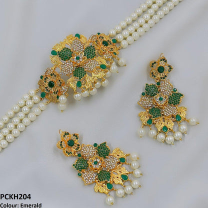 PCKH204 FRN Leaf Flower Choker Set