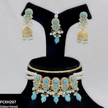 PCKH207 SDQ Circle/Tear Pearl Drop Choker Set