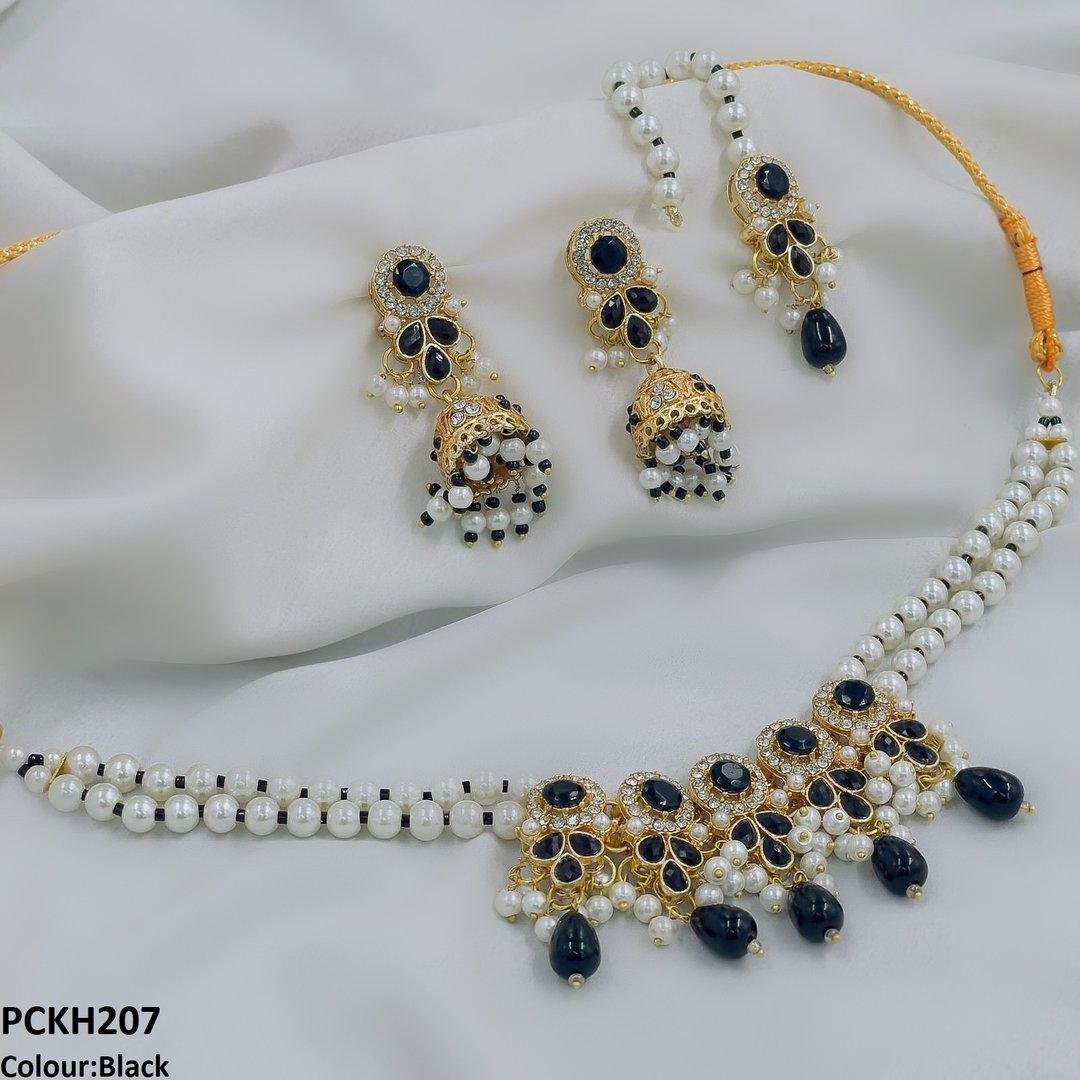PCKH207 SDQ Circle/Tear Pearl Drop Choker Set