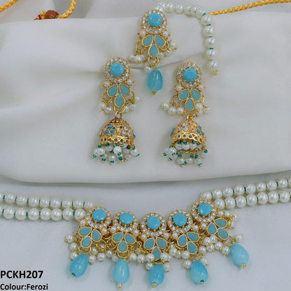 PCKH207 SDQ Circle/Tear Pearl Drop Choker Set