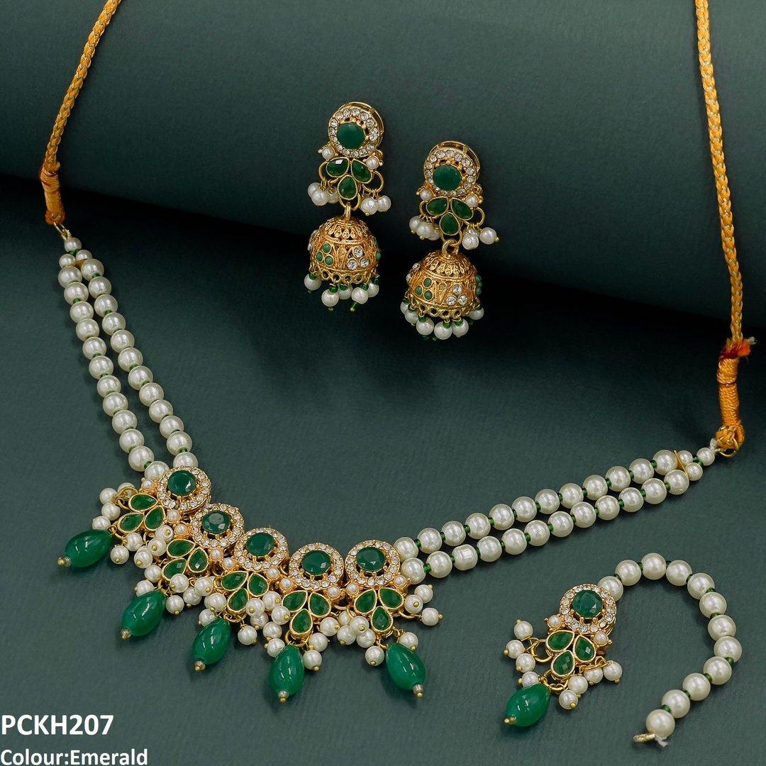 PCKH207 SDQ Circle/Tear Pearl Drop Choker Set