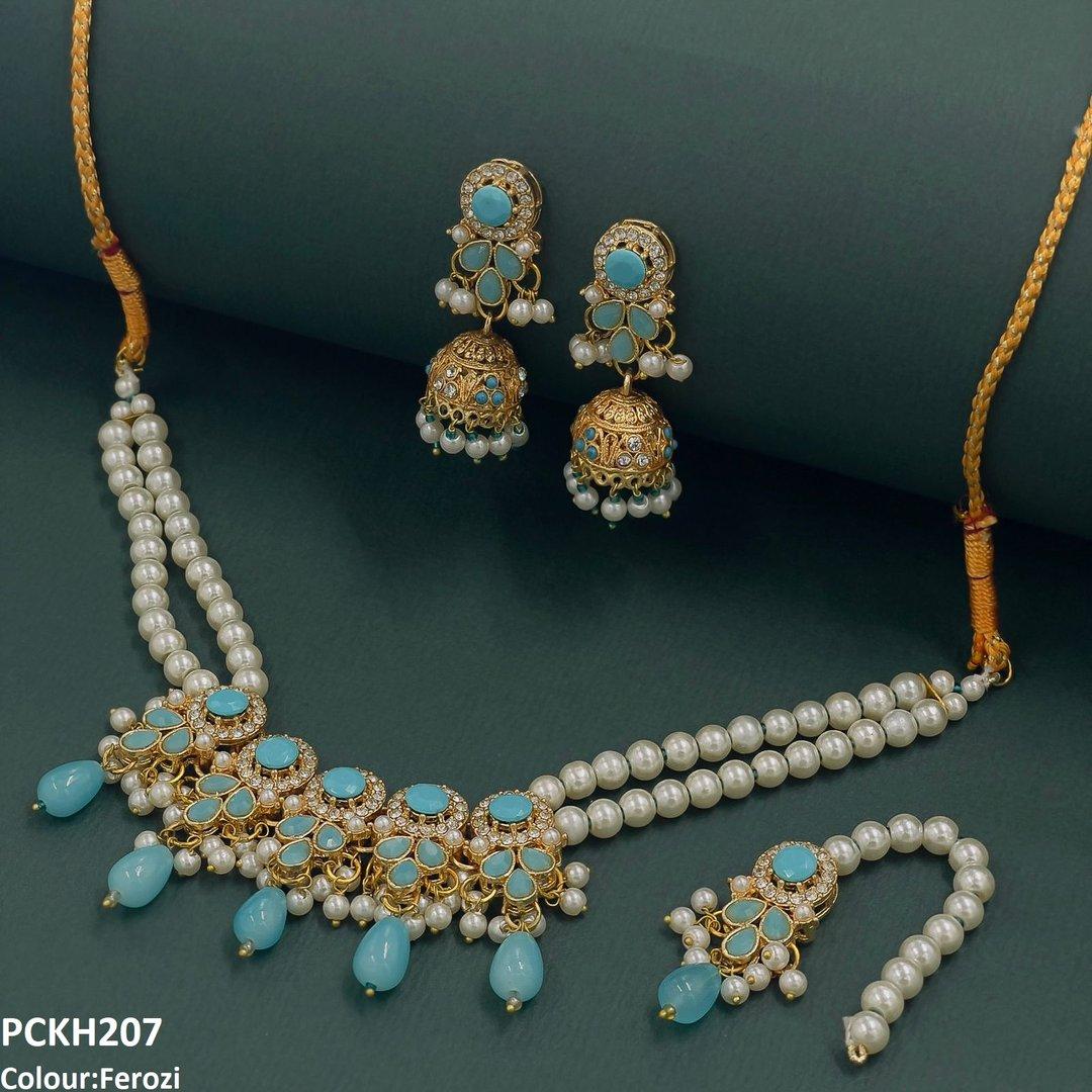 PCKH207 SDQ Circle/Tear Pearl Drop Choker Set