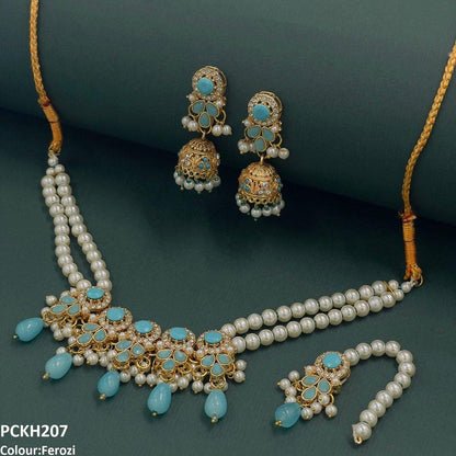 PCKH207 SDQ Circle/Tear Pearl Drop Choker Set