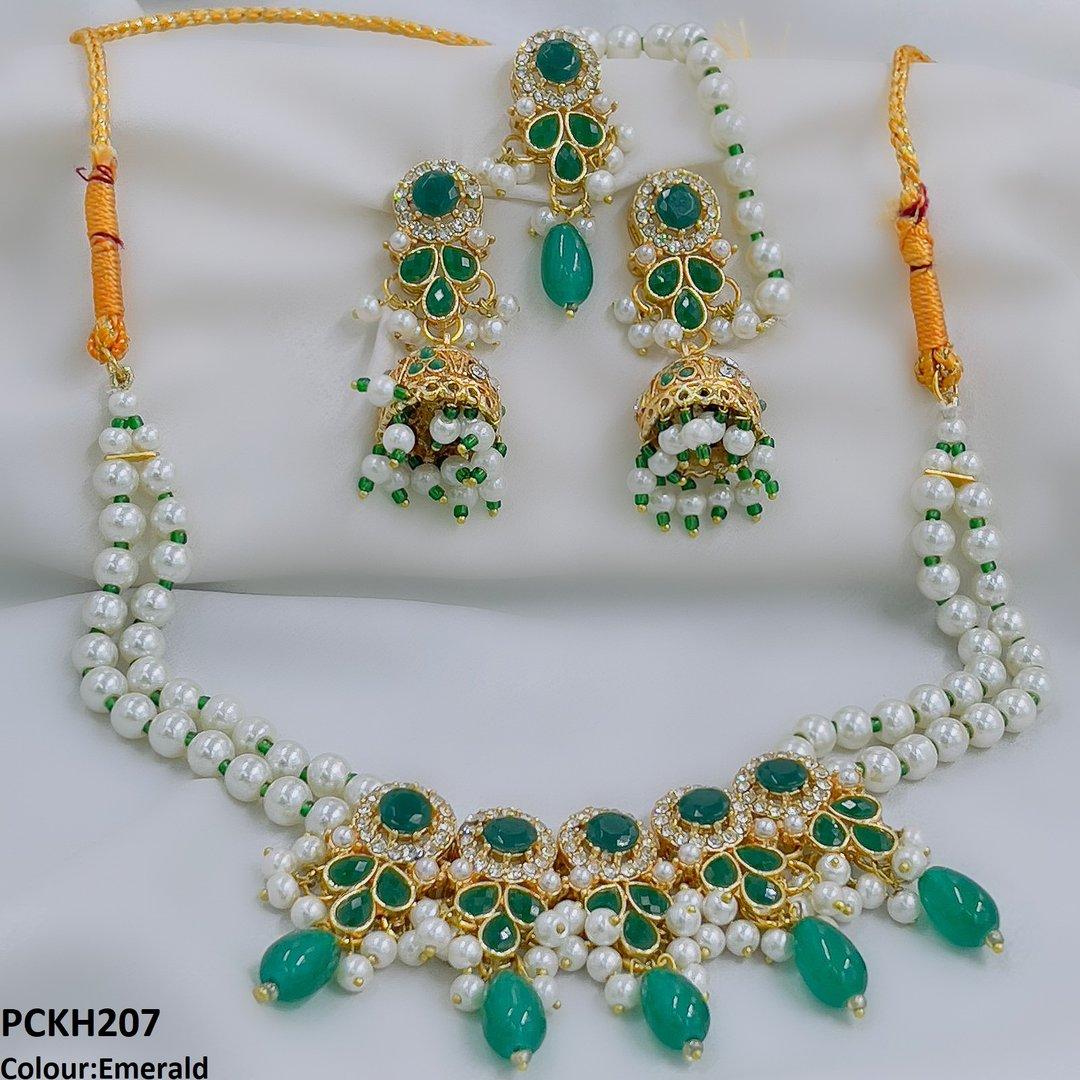 PCKH207 SDQ Circle/Tear Pearl Drop Choker Set