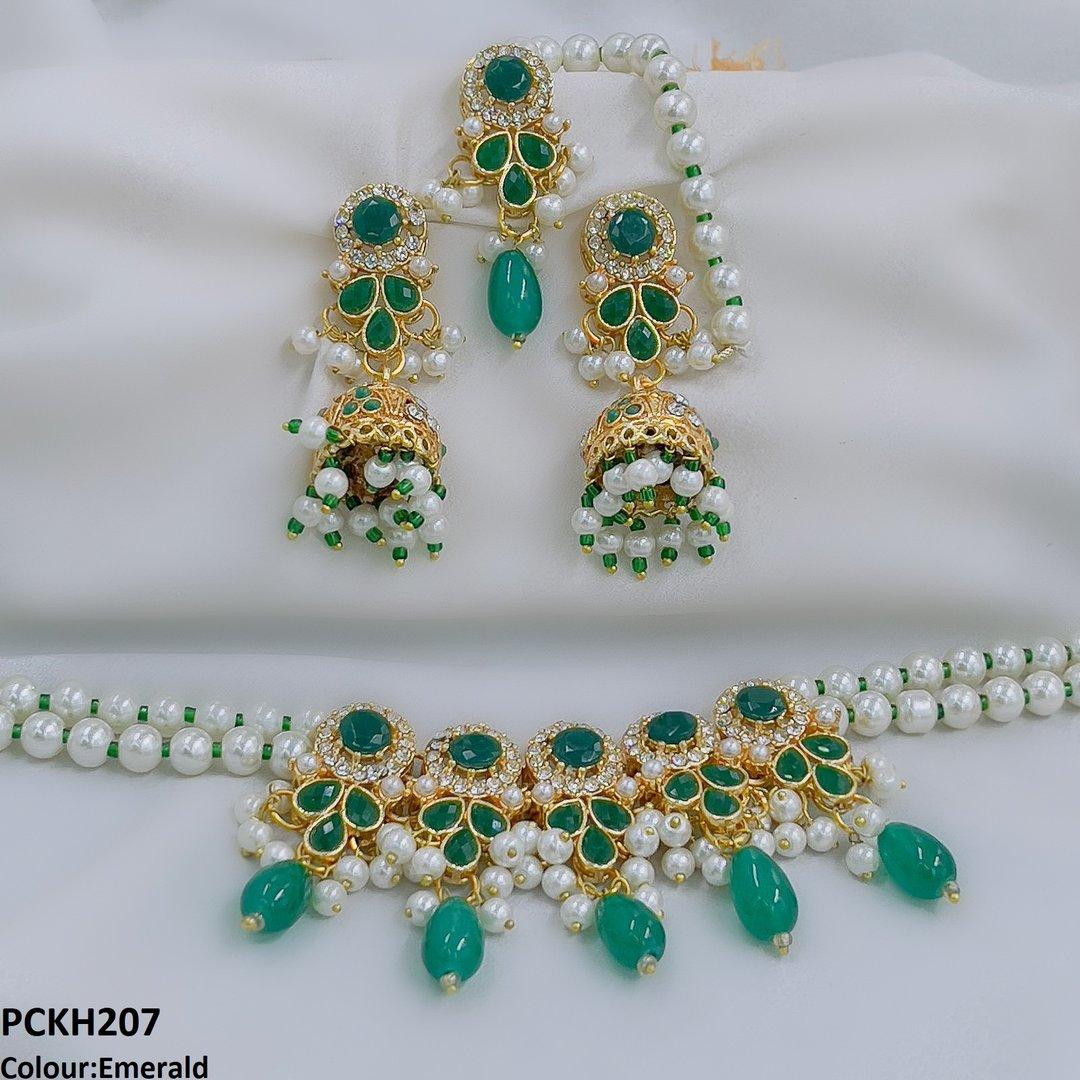 PCKH207 SDQ Circle/Tear Pearl Drop Choker Set