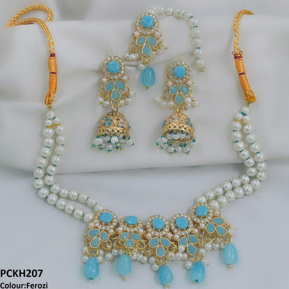 PCKH207 SDQ Circle/Tear Pearl Drop Choker Set