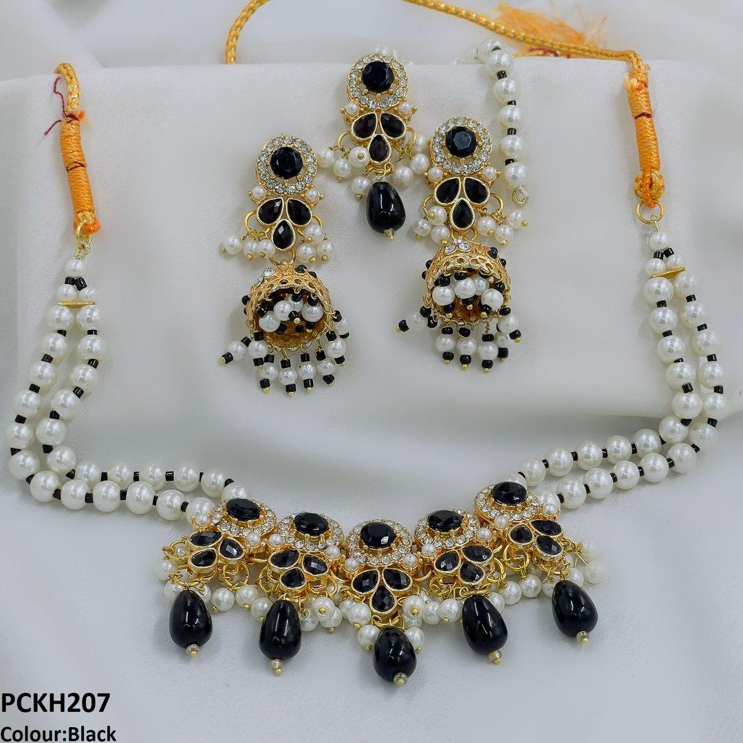 PCKH207 SDQ Circle/Tear Pearl Drop Choker Set