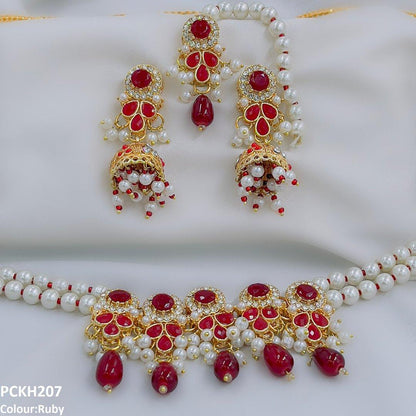 PCKH207 SDQ Circle/Tear Pearl Drop Choker Set