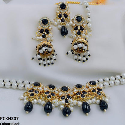 PCKH207 SDQ Circle/Tear Pearl Drop Choker Set
