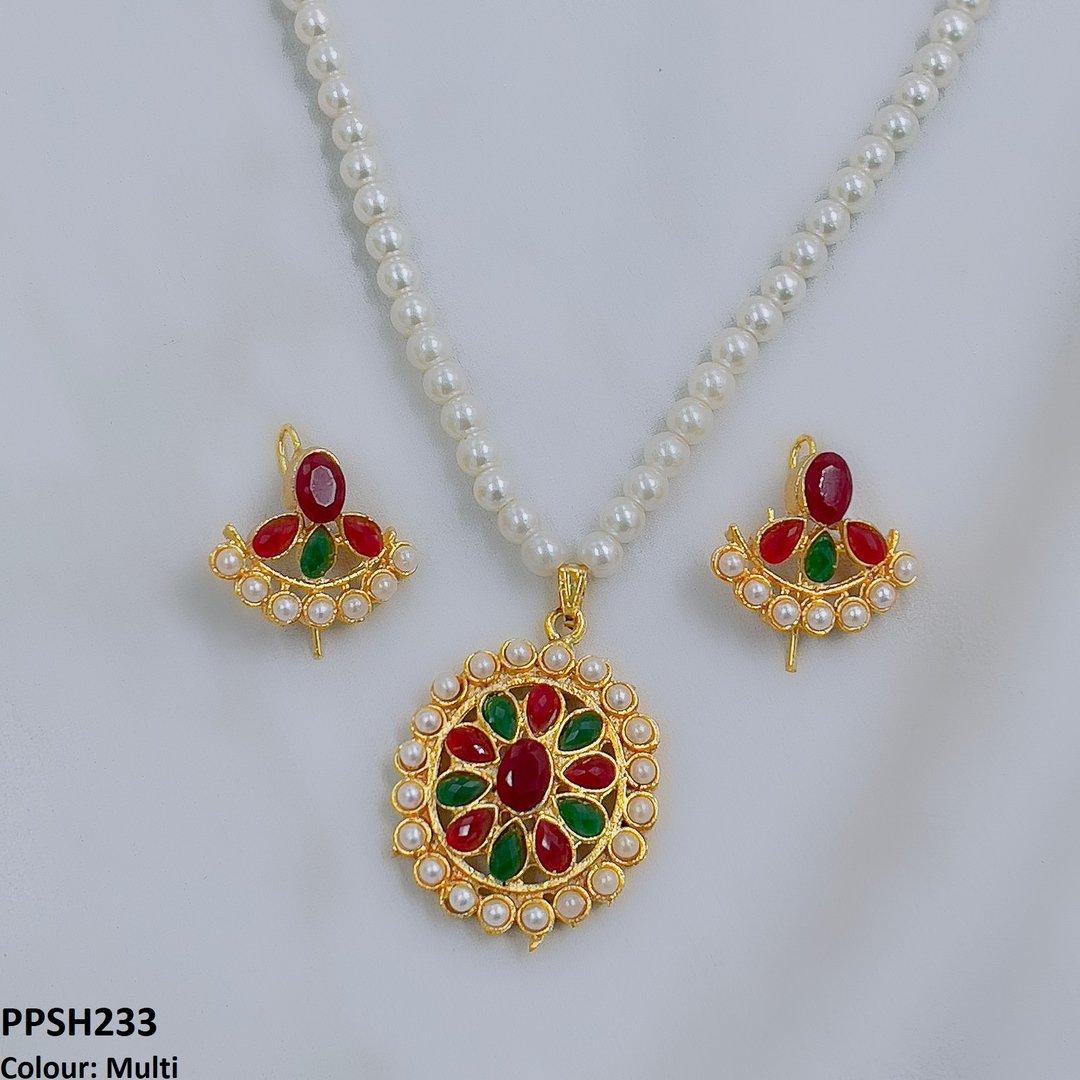 PPSH233 FRN Round Flower Pendant Set