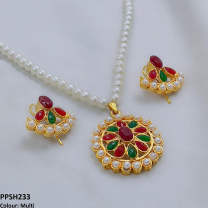 PPSH233 FRN Round Flower Pendant Set