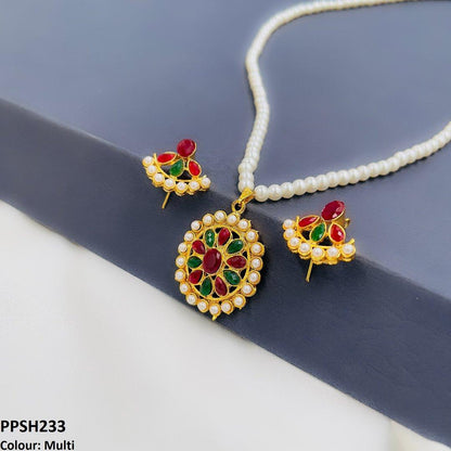 PPSH233 FRN Round Flower Pendant Set